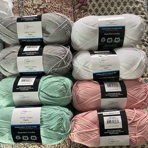 16 Skeins 100% Cotton Yarn 🧶 4 skeins each color